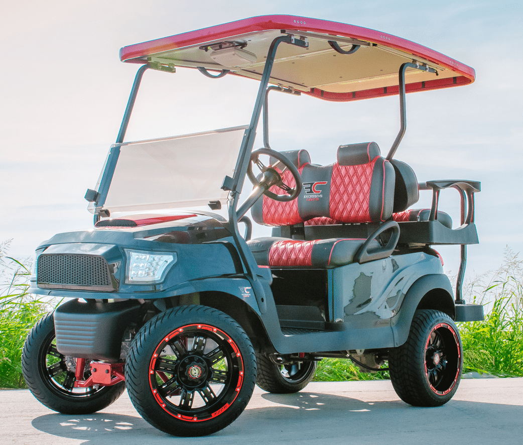 Red and Black Solar Golf Cart